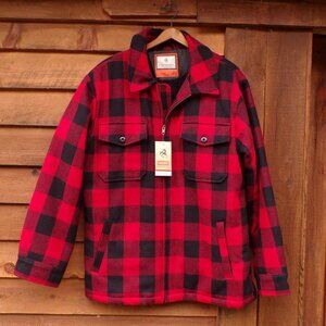 NEW Legendary Whitetails Men's L Wool Blend Buffalo Plaid Sherpa Lined Zip Coat